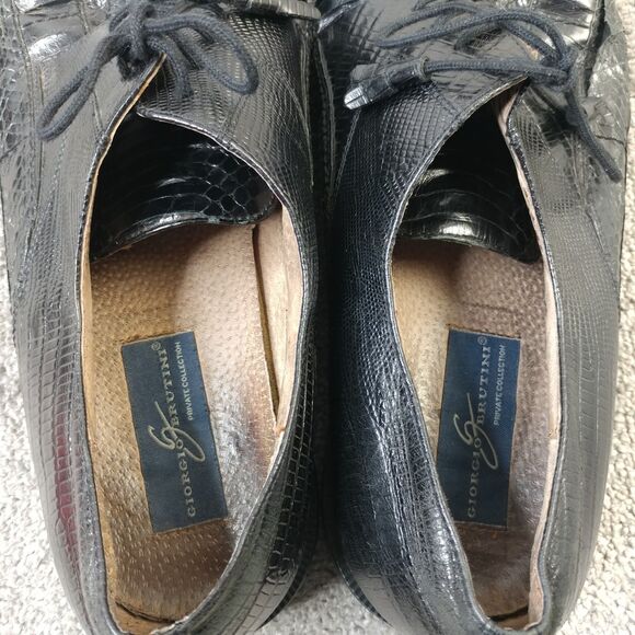 Giorgio Brutini Genuine Snake Skin Leather Mens Size 15 Dress Shoes Black - Picture 12 of 13